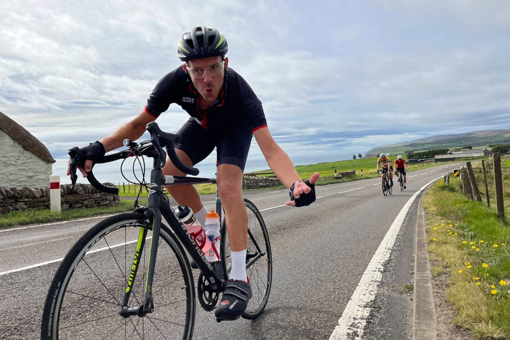 Having fun cycling in the Highlands.